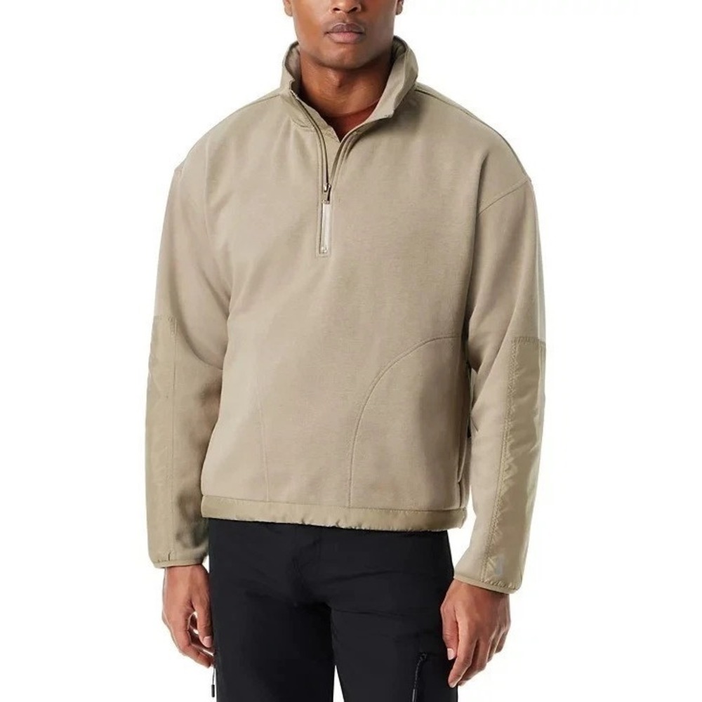 Bass Outdoor Sweatshirt Men's Size Green‎ Reg-Fit Convertible Hood 1/4-Zip Small